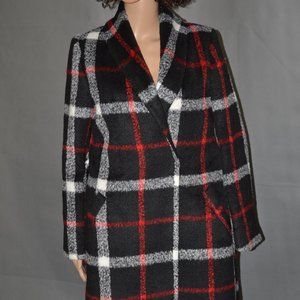 ( STUNNING ) NWT  GIANNI FERAUD  BLACK, RED & WHITE  Two pocket Wool Coat size10